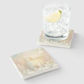 A Christmas Angel Fantasy Snowy Landscape ストーンコースター (横)