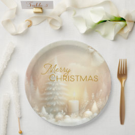 A Christmas Angel Fantasy Snowy Landscape ペーパープレート