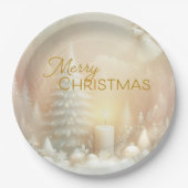 A Christmas Angel Fantasy Snowy Landscape ペーパープレート (正面)