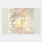 A Christmas Angel Fantasy Snowy Landscape ラッピングペーパーシート (正面)