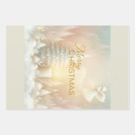 A Christmas Angel Fantasy Snowy Landscape ラッピングペーパーシート