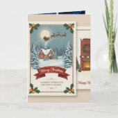 A Christmas card with snowy scenes, festive text,  カード (正面)