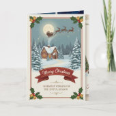 A Christmas card with snowy scenes, festive text,  カード (正面)