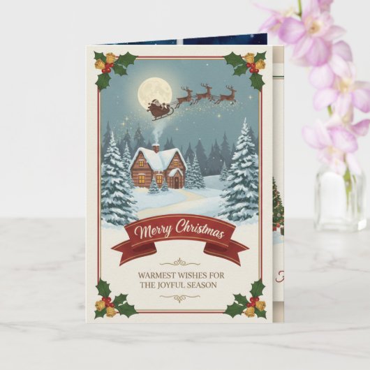 A Christmas card with snowy scenes, festive text,  カード (蘭)