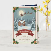 A Christmas card with snowy scenes, festive text,  カード (黄色い花)