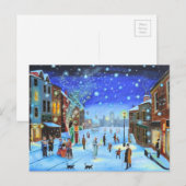 A Christmas Carol Scrooge Winter street scene Holi シーズンポストカード (正面/裏面)