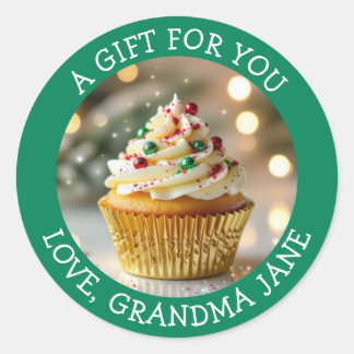 A  Christmas Cupcake Personalized Food Label ラウンドシール