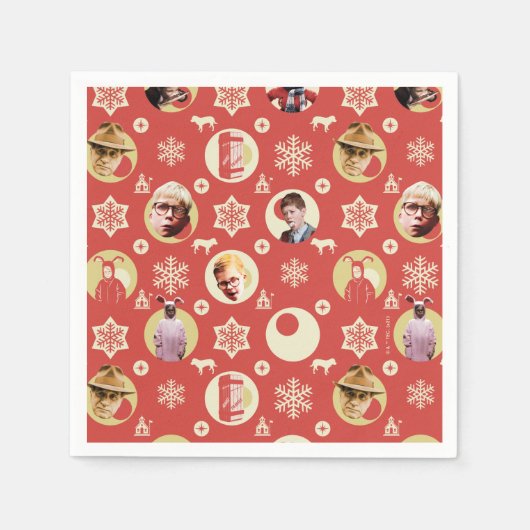 A Christmas Story Retro Snowflake Pattern スタンダードカクテルナプキン (正面)