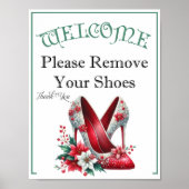 A Christmas Themed Please Remove Shoes Sign ポスター (正面)