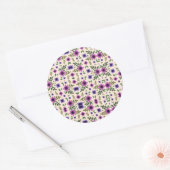 A circular floral pattern features purple and pink ラウンドシール (封筒)