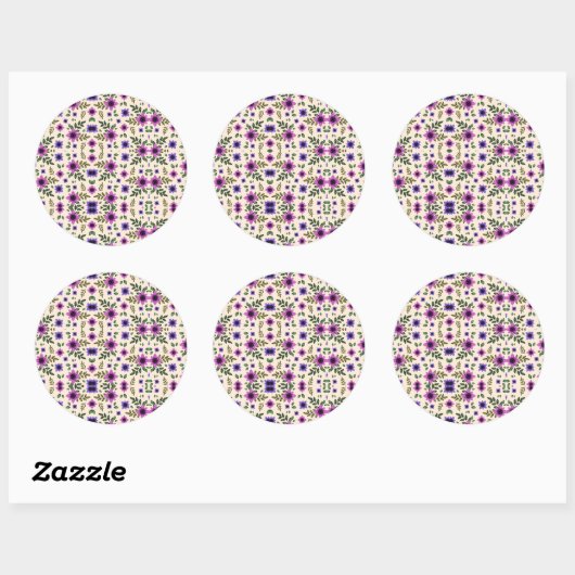 A circular floral pattern features purple and pink ラウンドシール (シート)