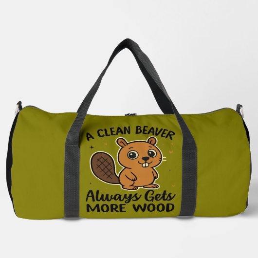 A Clean Beaver Always Gets More Wood ダッフルバッグ (正面)