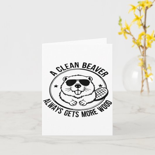 A Clean Beaver Always Gets More Wood Adults Joke M カード (黄色い花)