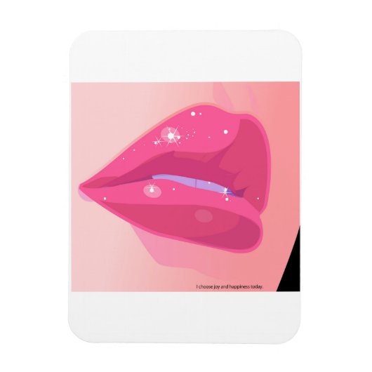 A close-up digital art of glossy pink lips adorned マグネット (縦)