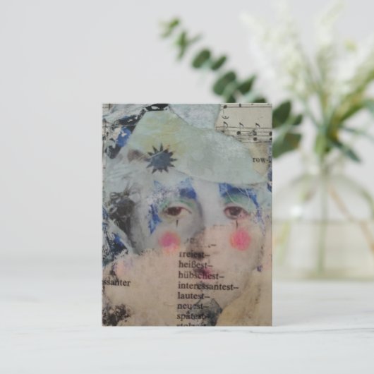 A Clown Face Abstract mixed media collage Postcard ポストカード (スタンド正面)