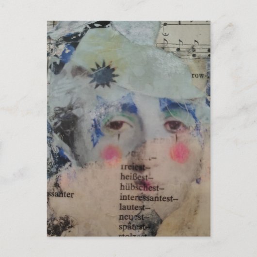 A Clown Face Abstract mixed media collage Postcard ポストカード (正面)
