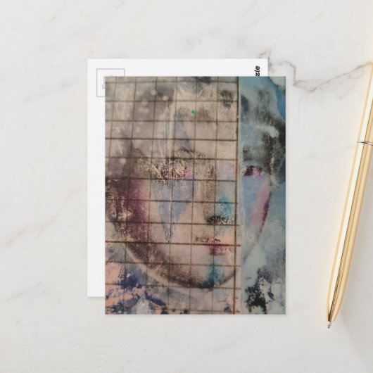 A Clown Face Abstract mixed media collage Postcard ポストカード (正面/裏面インサイチュ)