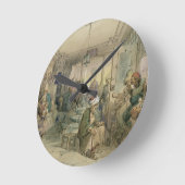 A Coffee House, Constantinople, 1854 （ペン&インク&インク） ラウンド壁時計 (傾斜)