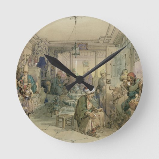 A Coffee House, Constantinople, 1854 （ペン&インク&インク） ラウンド壁時計 (正面)