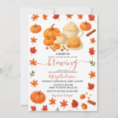 A coffee Pumpkin fall Autumn Brewing baby shower 招待状 (正面)