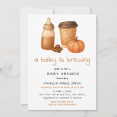 A coffee Pumpkin fall Autumn Brewing baby shower 招待状 (正面)