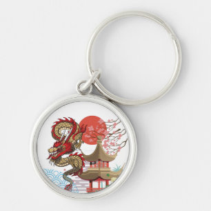 A collaboration of Japanese scenery and dragons キーホルダー