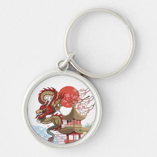 A collaboration of Japanese scenery and dragons キーホルダー (正面)