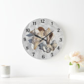 A Collection of Seashells on Sand Black Numbers ラージ壁時計 (ホーム)