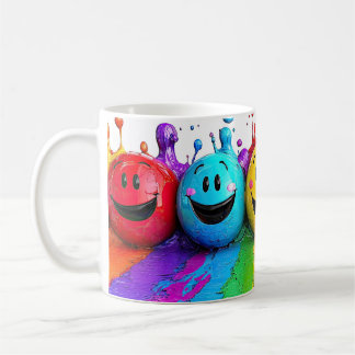 A colorful abstract world of digital happiness and コーヒーマグカップ