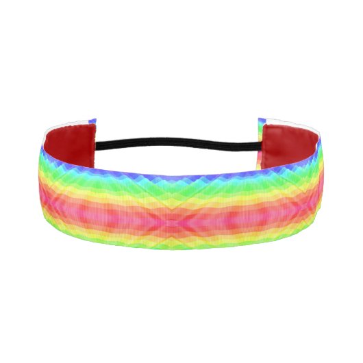 A colorful fabric headband featuring a rainbow  アスレチックヘッドバンド (正面)
