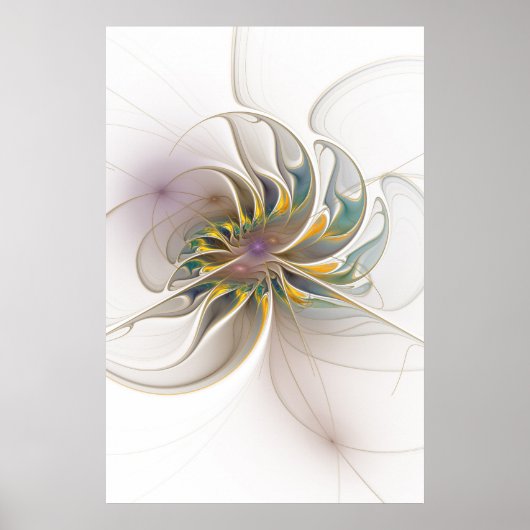A colorful fractal ornament. Abstract Flower art ポスター (正面)