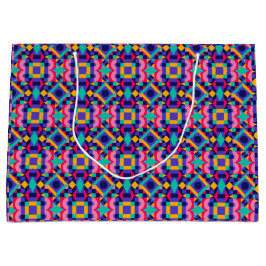 A colorful gift bag with a vibrant geometric  ラージペーパーバッグ