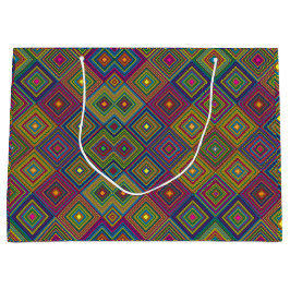 A colorful gift bag with a vibrant geometric  ラージペーパーバッグ