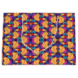 A colorful gift bag with a vibrant pattern ラージペーパーバッグ