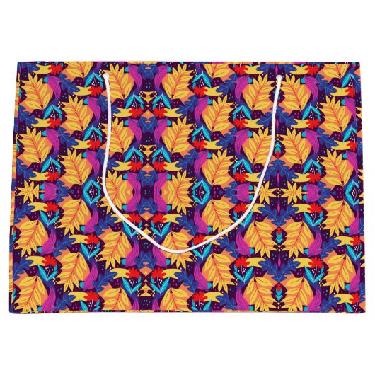 A colorful gift bag with a vibrant pattern ラージペーパーバッグ (正面)
