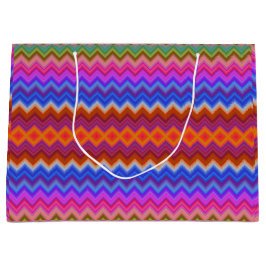 A colorful gift bag with a zigzag pattern ラージペーパーバッグ