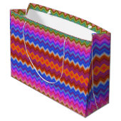 A colorful gift bag with a zigzag pattern ラージペーパーバッグ (裏面アングル)