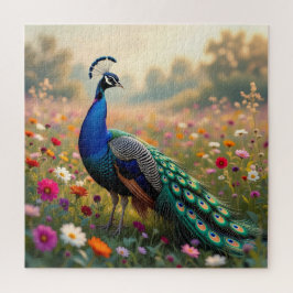 A Colorful Peacock and Flowers  ジグソーパズル