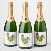 A colorful rooster スパークリングワインラベル (ボトル)