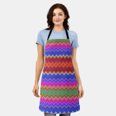 A colorful zigzag-patterned apron with vibrant  エプロン (着用した状態)
