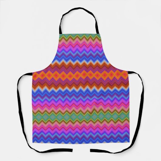 A colorful zigzag-patterned apron with vibrant  エプロン (正面)