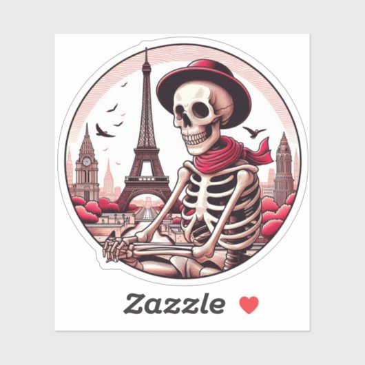 A cool artist skeleton in Paris シール (シート)