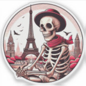 A cool artist skeleton in Paris シール (正面)
