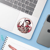 A cool artist skeleton in Paris シール (ノートパソコンとiPhone)