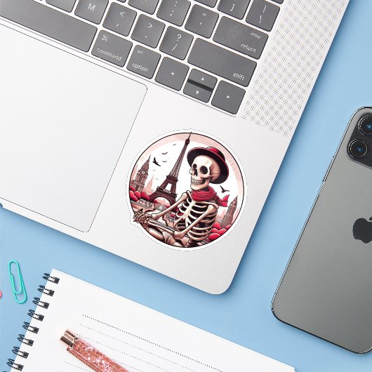 A cool artist skeleton in Paris シール (ノートパソコンとiPhone)