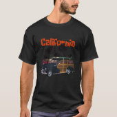 A cool classic woody style California surf wagon   Tシャツ (正面)