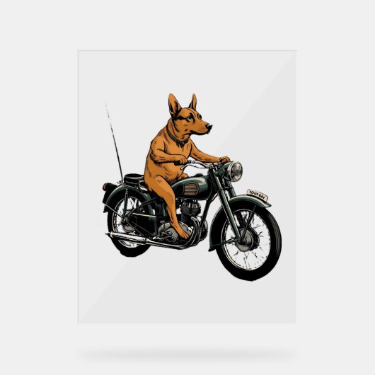 A Cool Dog Riding a Motorcycle アクリルサイン (正面)