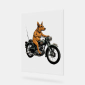 A Cool Dog Riding a Motorcycle アクリルサイン (傾斜)