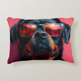 A cool rottweiler with sunglasses アクセントクッション