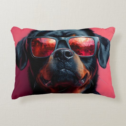 A cool rottweiler with sunglasses アクセントクッション (正面)